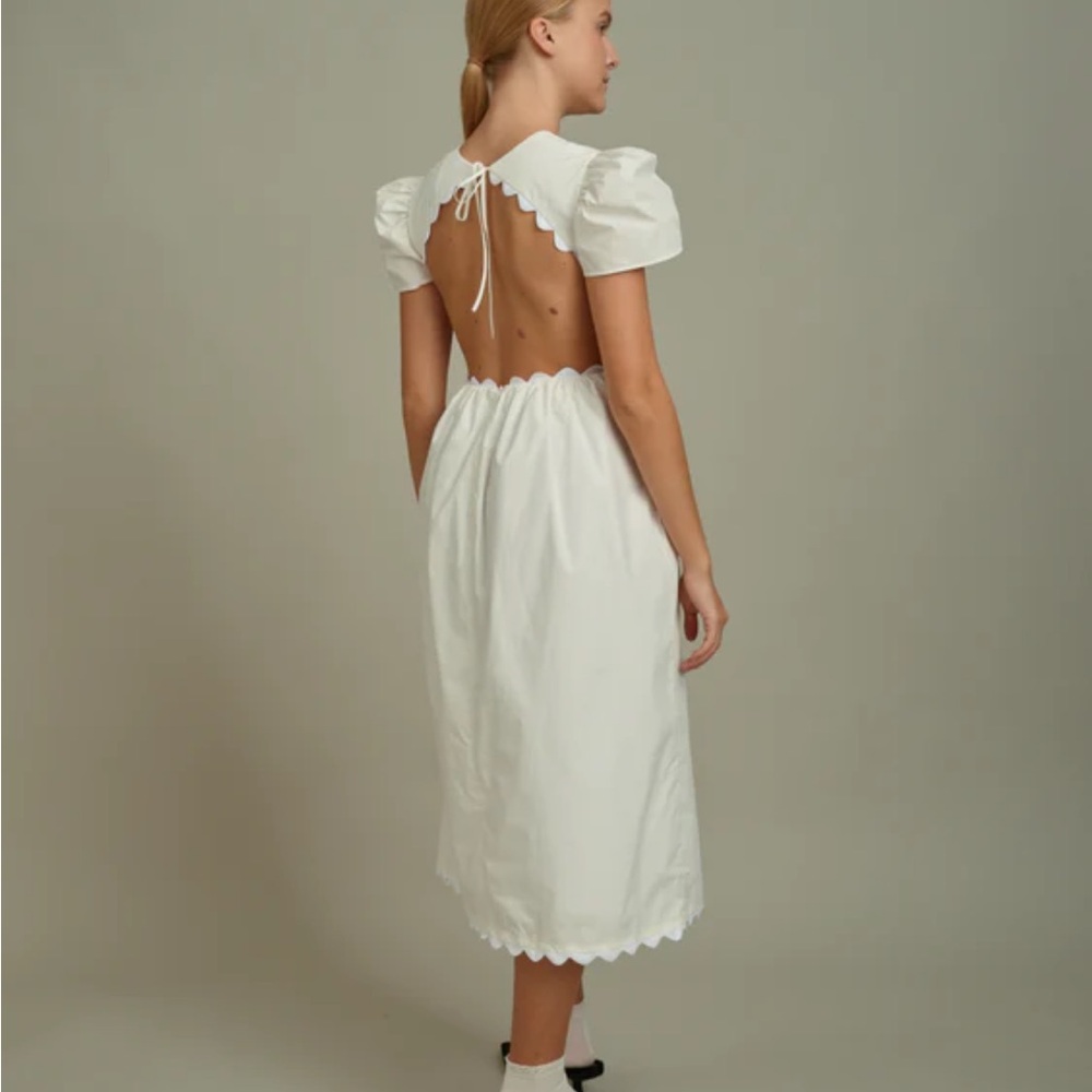 NWT Naya Rea Simona White cotton midi dress - 12 UK/ Sz Medium /Large - Picture 4 of 14